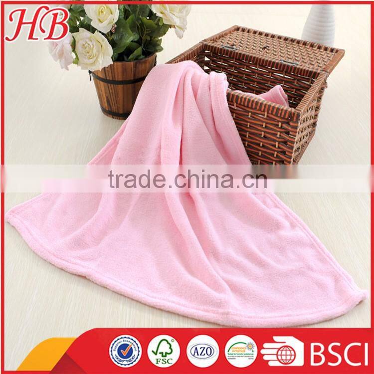 plain dyed embroidered knitted 2pcs coral fleece baby blanket