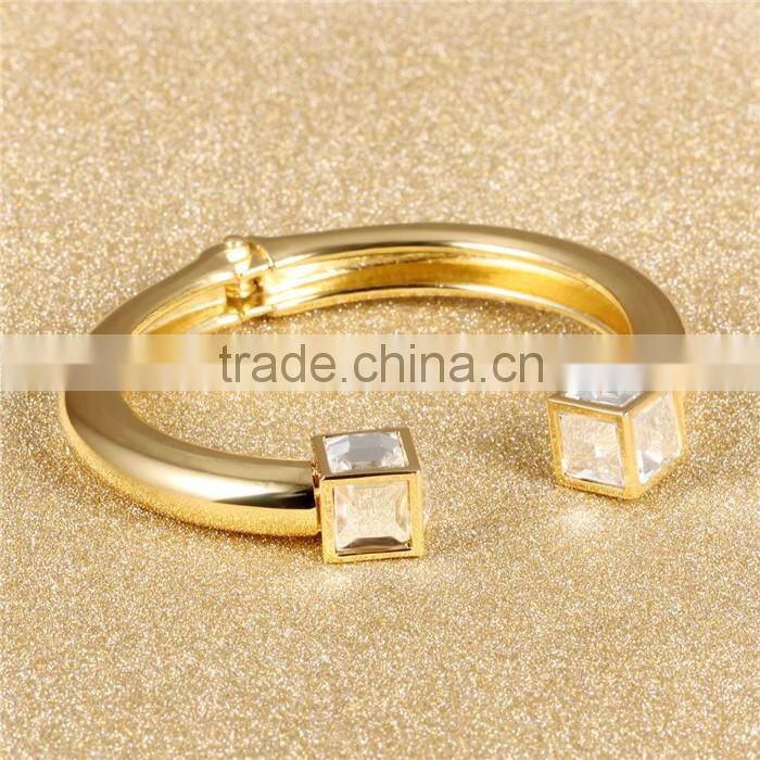 gold plating fashion 2016 girl rhinestone cuff bangle
