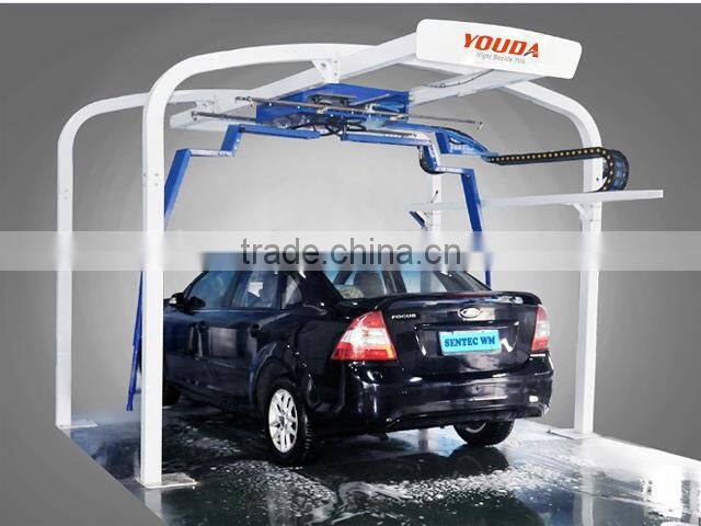 Touchless car wash machine with shampoo and wax systems