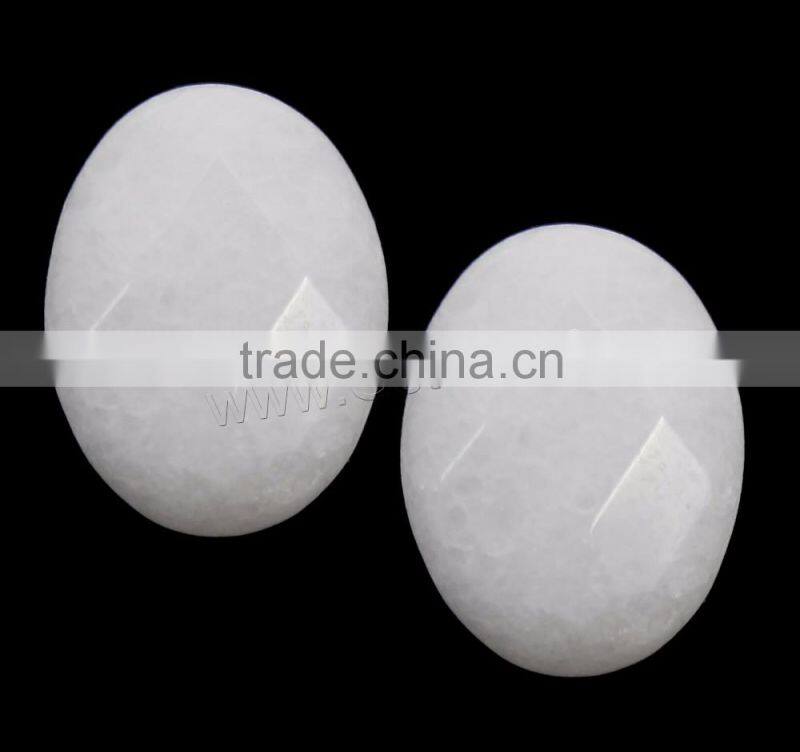 White Flat Oval Jade Gemstone Cabochon
