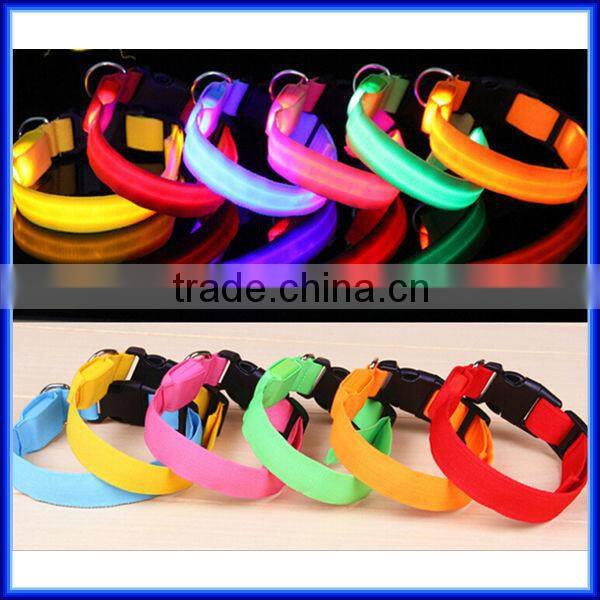 Wholesale adjustable flashing light waterproof led dog collar/Safety glowing christmas light led dog collar/led dog collar