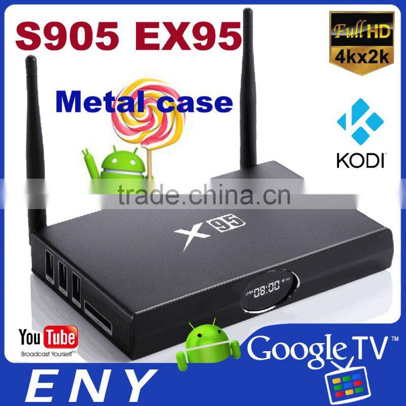 100% orginal amlogic s905 EX95 tv box full hd 4k metal case EX95 android tv box