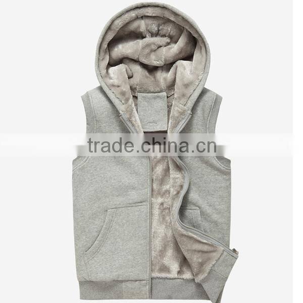 Wholesale warm plain blank sleeveless hoodies for women (YCH-B0145)