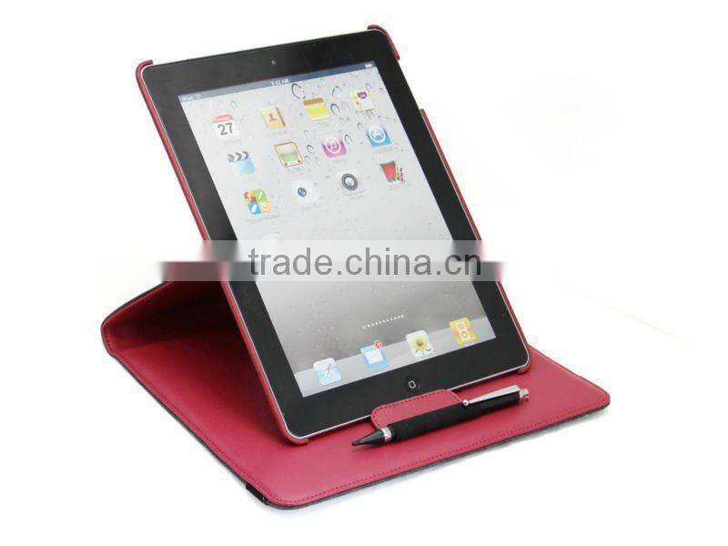 360 degree rotation pu leather case for ipad 2/3