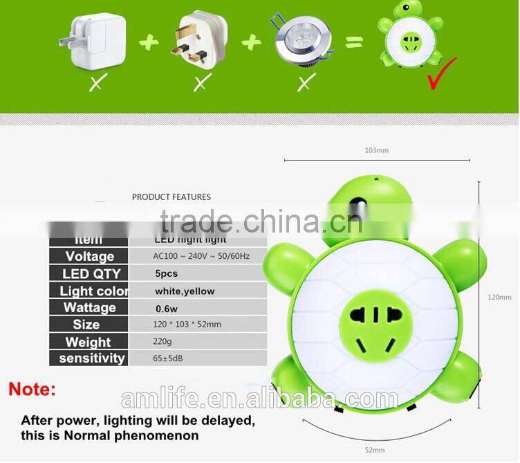 Energy saving smart light turtle voice sound sensor light baby small night LED light
