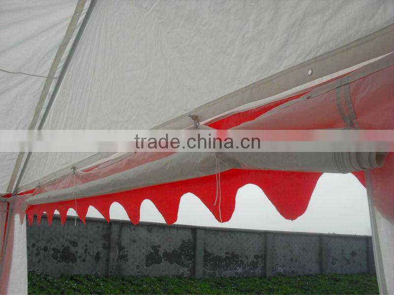 5m by 10m PE marquee with red eave and sides