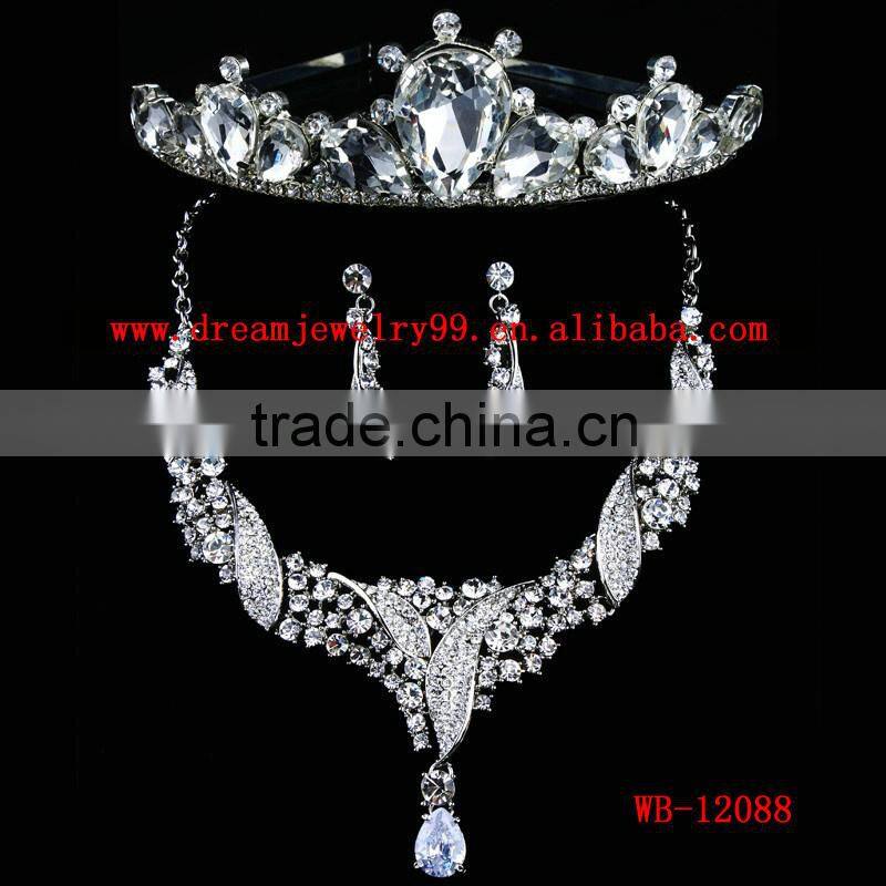 trendy rhinesetone tiara necklace and earring sets