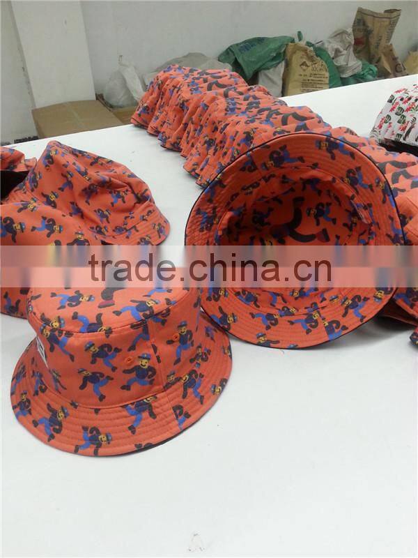 custom reversible bucket hat with woven label patch logo