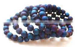 2015 Fall Winter Metallic Gold Beaded Bracelet with Oval Druzy Stone