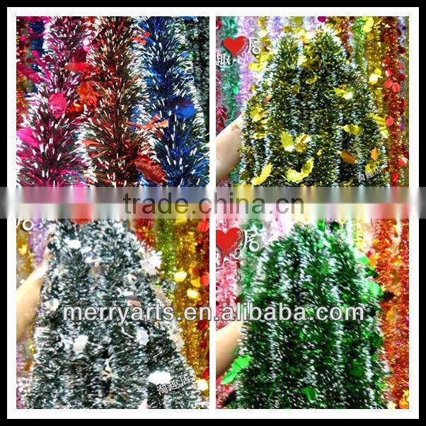 christmas wired tinsel garland shiny colored christmas decoration tinsel