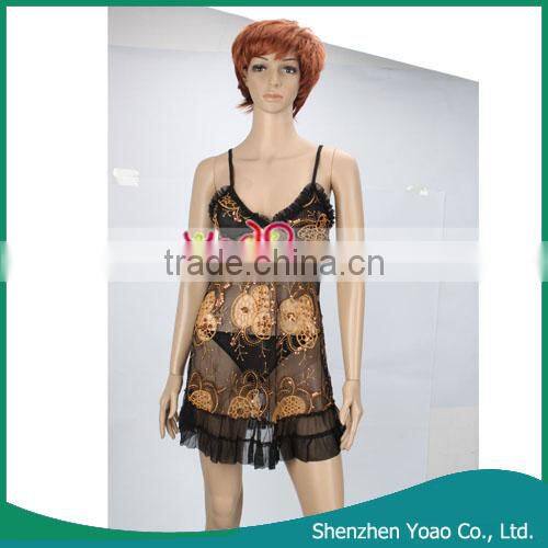 Wholesale Sexy Lingerie Overskirt Black With Yellow
