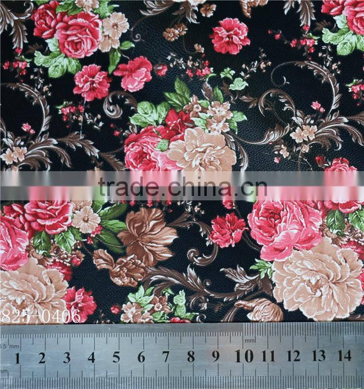 Carving pattern leather shoes flower distressed pu artificial leather