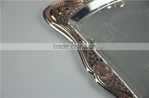 hotel supplies serving tray/mirror serving tray/golden tray with handle T359 SG+G