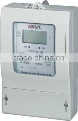 three phase electronic type of prepayment lcd display energy meter