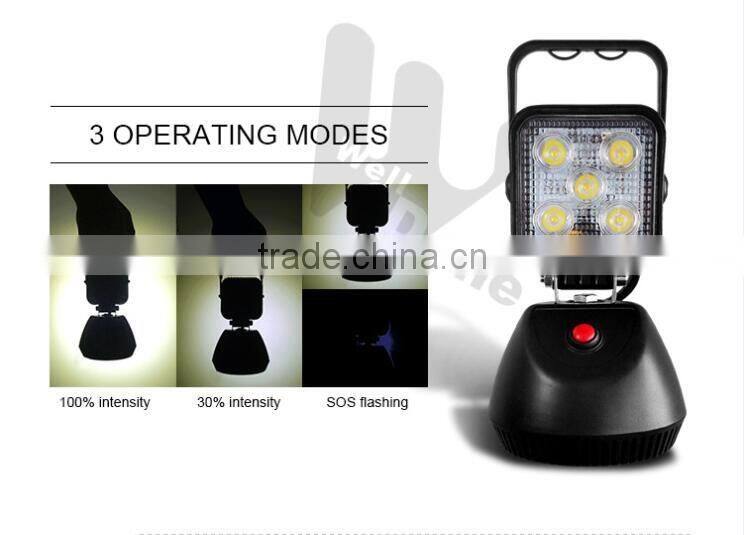 3.7" 15W battery DC or car charge portable brightnees adjustable rechargeable magent inspection camping LED work light