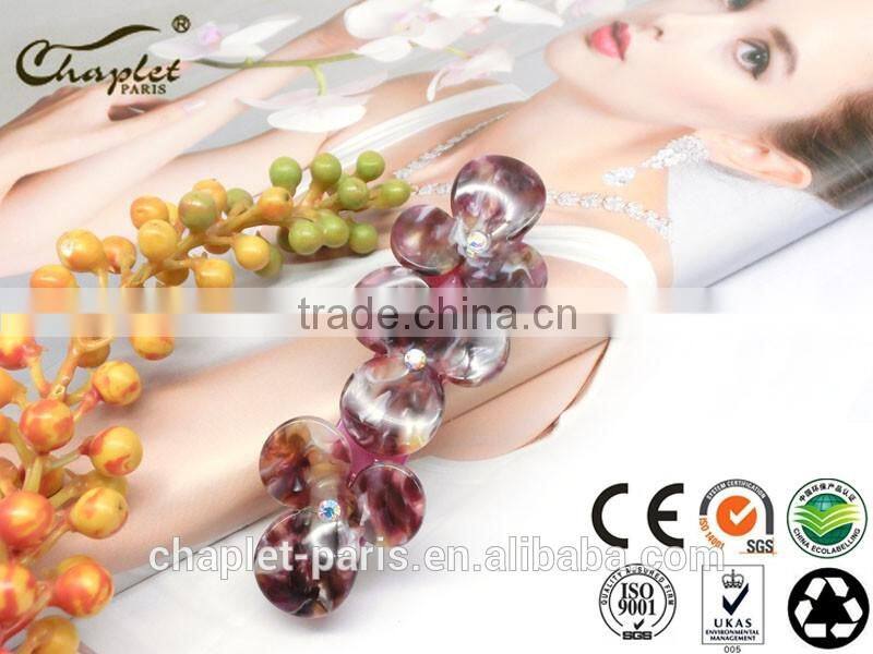 wholesale cellulose acetate flower hair barrettes rhinestone hair clip