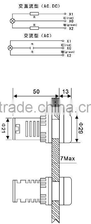 UTL Import Asian Products Double Color 24V 36V 110V 220 Volt Led Indicator Lights