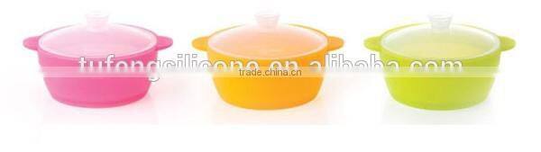 Personalized Round Silicone Rubber Kitchen Microwave Bowl with Lid