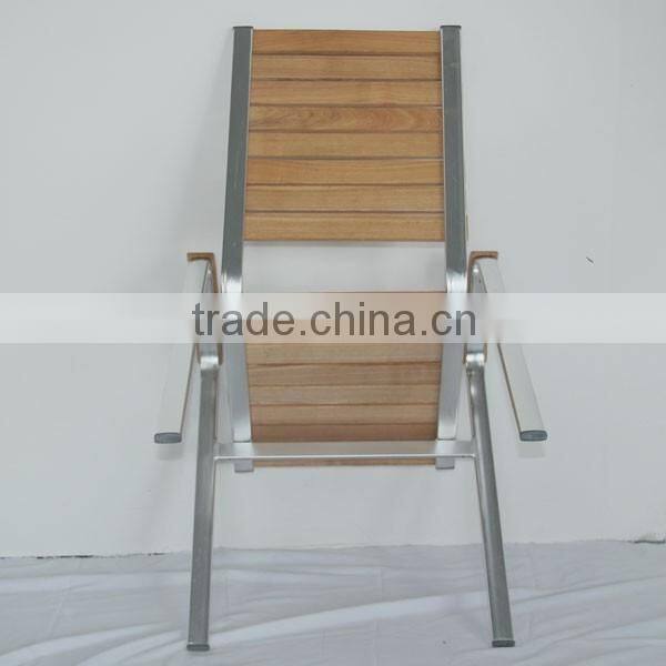 garden furniture outdoor restaurant wooden recliner aluminum dining chair YC016