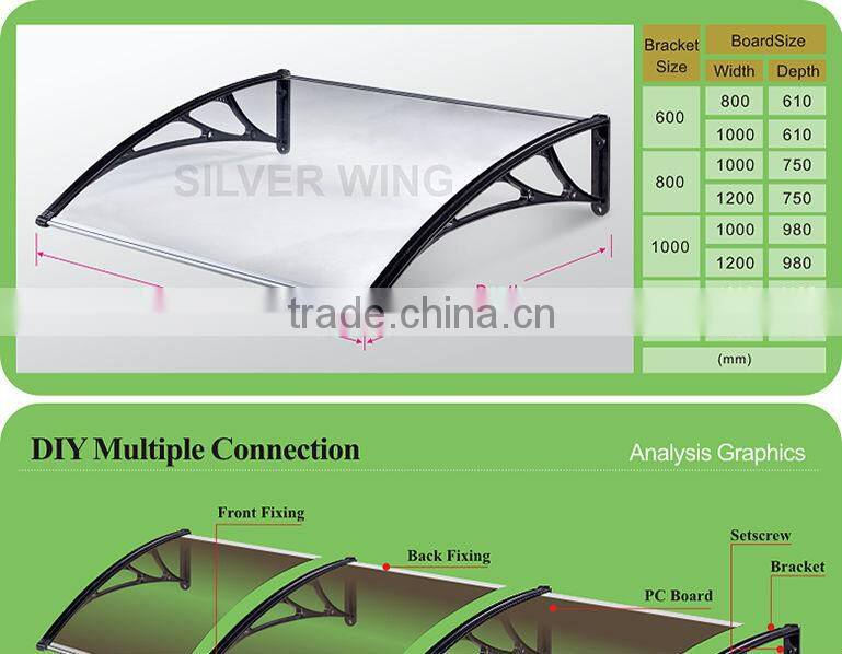 Hot sale Popular outdoor door window plastic polycarbonate awning patio cover materials