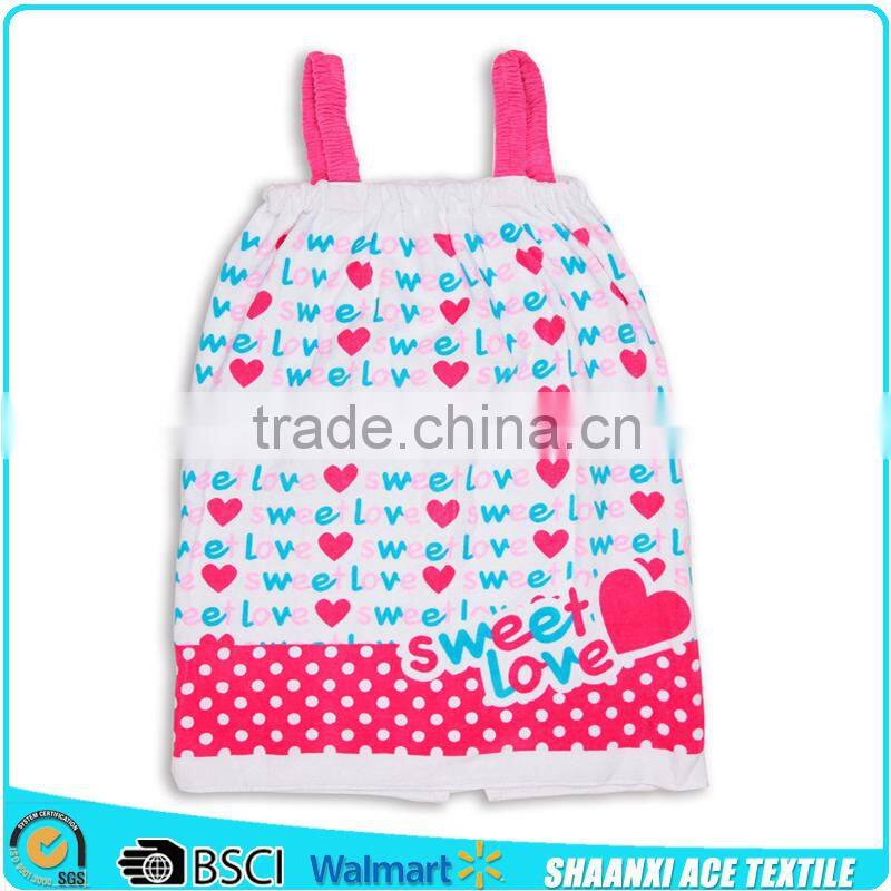 100% cotton velour printing kids beach skirt in towel fabric cartoon printed kids towel skirt for beach time