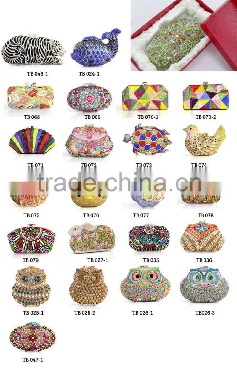 Wedding Bridal Crystal Rhinestone Evening Clutch Bags Purse Flower Colorful Handbags