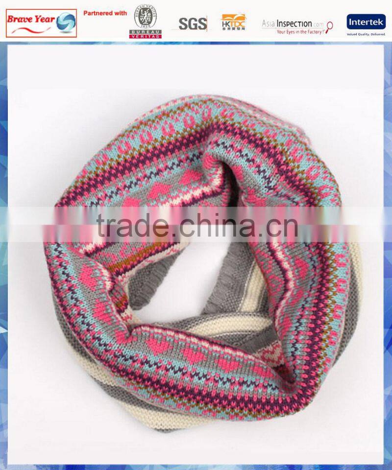 fairisle stripe infinity scarf,Fashion Knit Loop Scarf ,college scarf