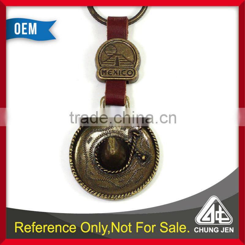 Custom souvenir gift brass Maxico hat shape keychain