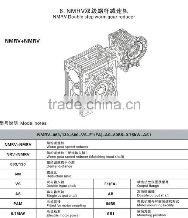 NMRV series Electric Motor Iron Casing Industrial Speed Reducer