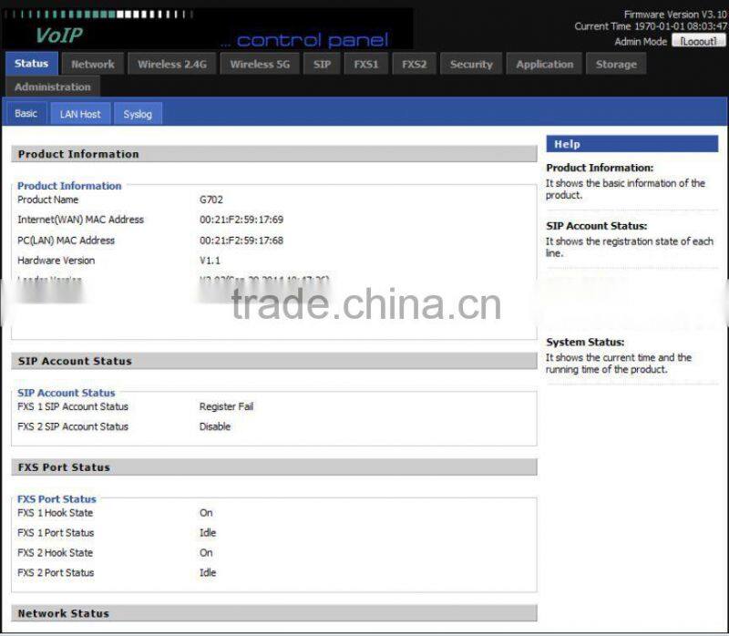2 FXS wireless router G702
