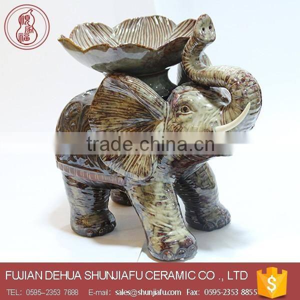 Detachable Ceramic Elephant With Tray Ceramic Crafts