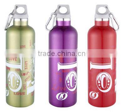 colorful stainless steel vacuum sports water bottle keep hot and cold