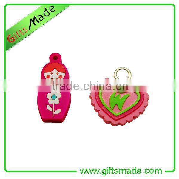 sunny child and heart shape rubber zipper pullers