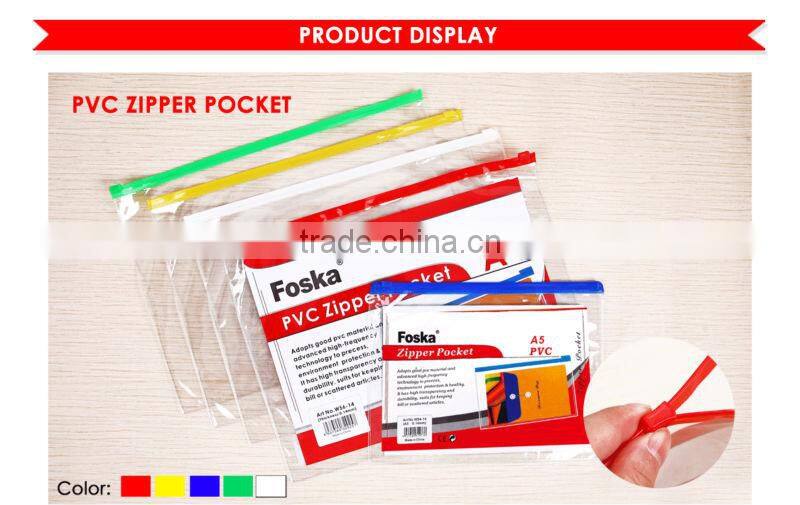Transparent Clear PVC Zipper Pocket/Plastic Document Bag with Zipper
