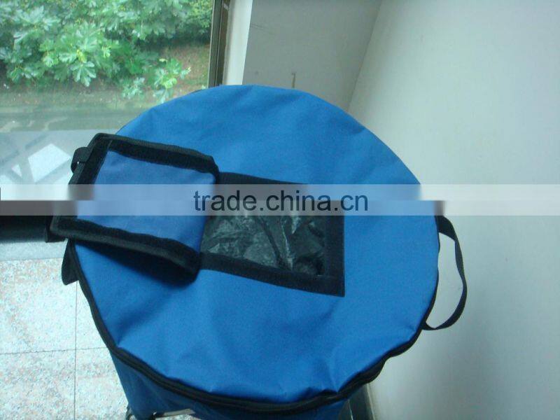 Portable cooler tub stand with metal legs and 100% polyester cover