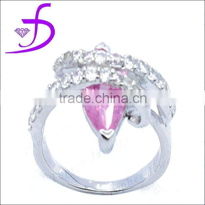 pink CZ ring mirco pave setting ring fashion new design
