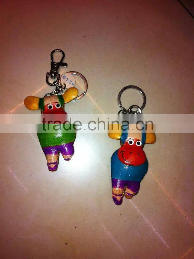 Wholesale promotion personal Handmade Soft leather animal key chain
