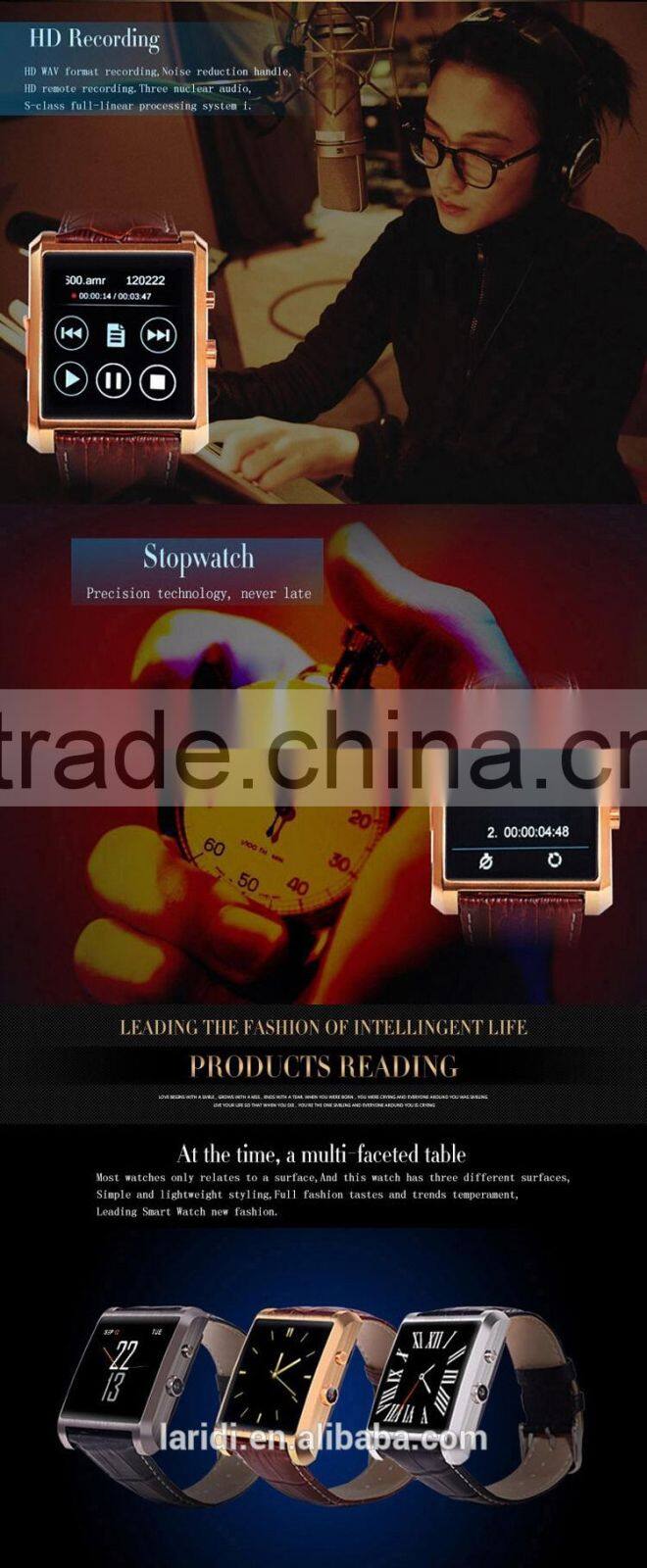 2015 New arrived smartwatch DM08 Smart watch with bluetooth podemeter heart rate monitor and many functions