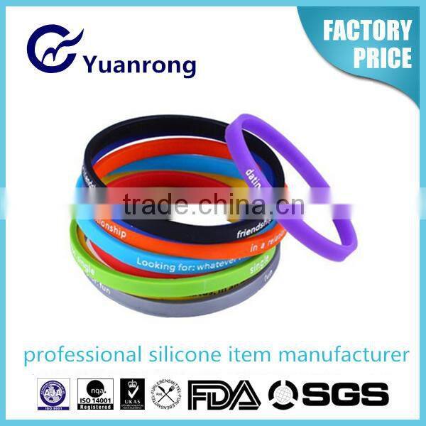 Comfortable and Colorful Silicone Wristband for Party and Wedding Gifts
