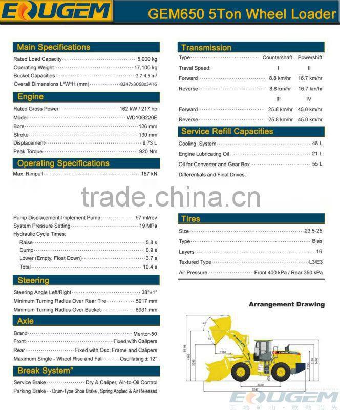 Construciton machine brand new zl50 GEM wheel loader for sale