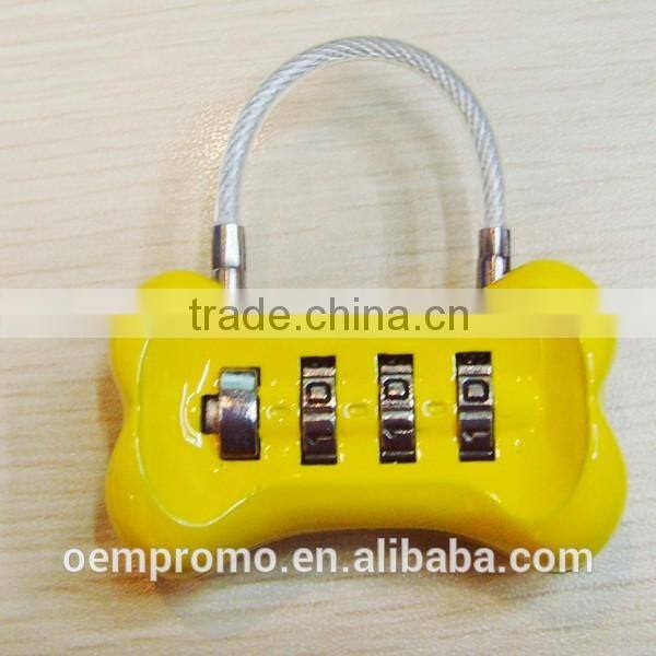 Promotional Metal dog bone luggage lock, bone code padlock