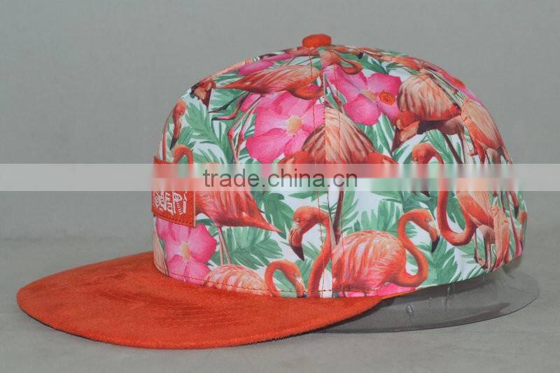 Guangzhou hat factory professional custom 100% polyester/animal camouflage and orange/embroidery logo/flat brim hat