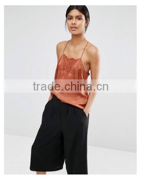 Satin Sexy Tops Halter Neck Design Plain crop tops wholesale