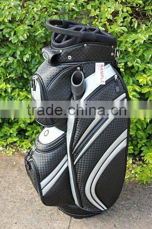 black leather golf cart bag