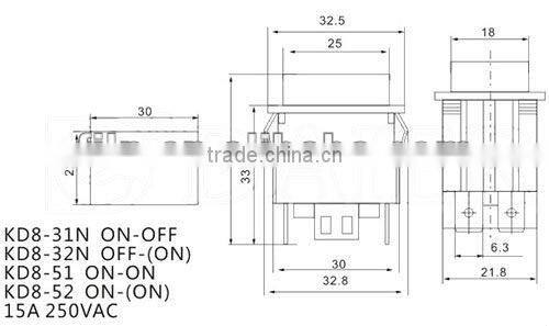 YL6-103 4 position mini push button light dimmer switch