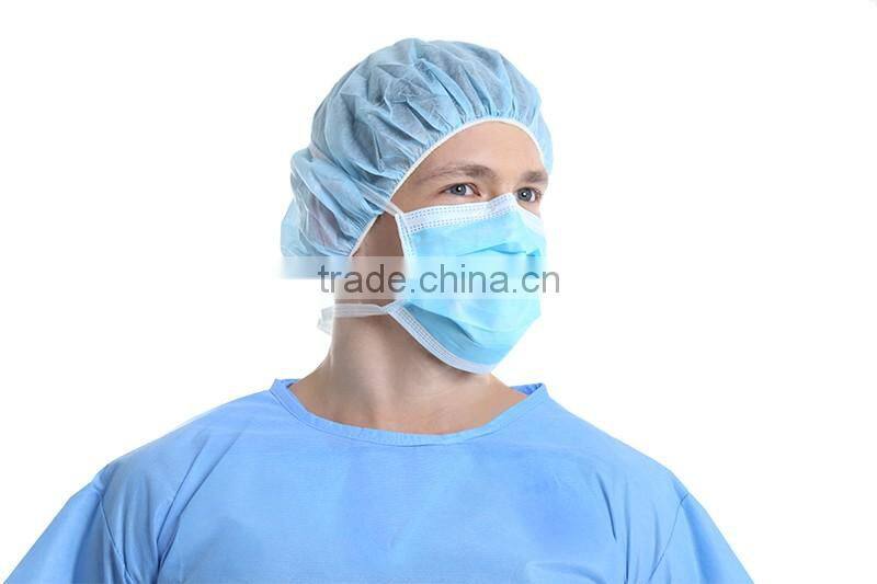 Prohibit Hypoallergenic Surgical Mask - Hypoallergenic Disposable Face Mask, With Ties, Blue