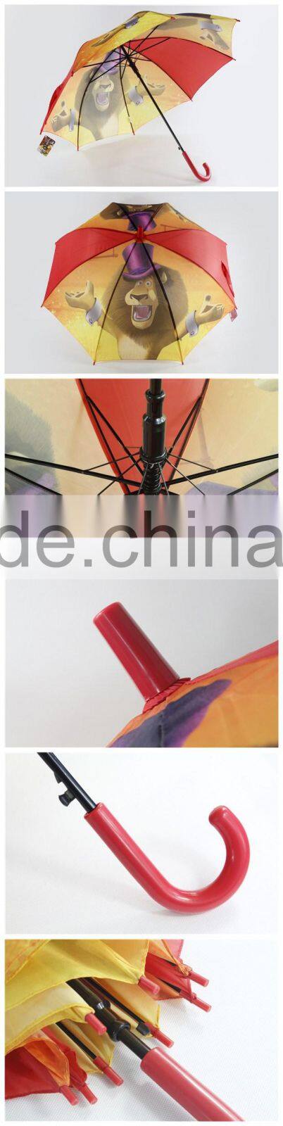 Hot sale cartoon printing straight kids rain umbrella