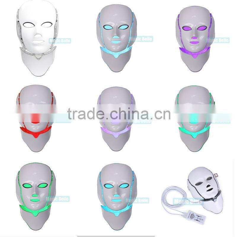 2016 hot sale Skin Tightening Anti Acne Wrinkle Removal Therapy 7 Colors PDT LED Facial Mask for salon use