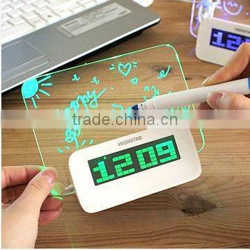 LED Fluorescent Message Board Digital Alarm Clock