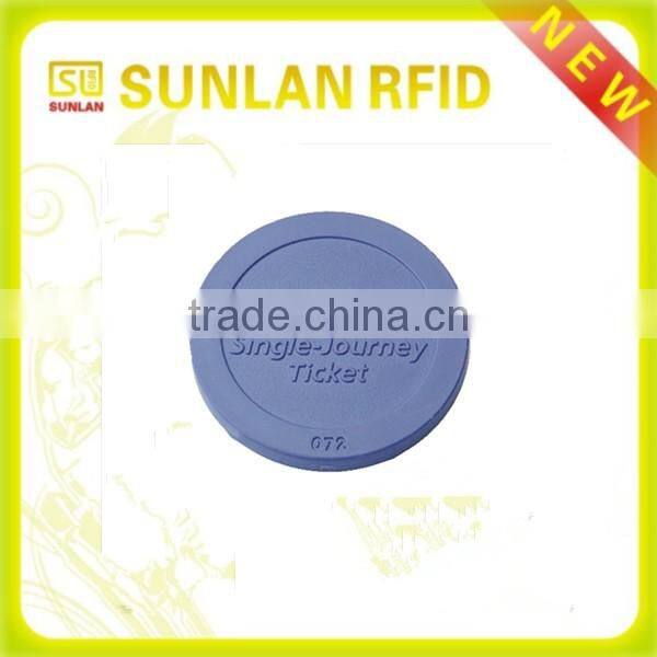 13.56mhz passive programmable embossed plastic rfid token coin with S50 for metro(professional maunfacuturer)